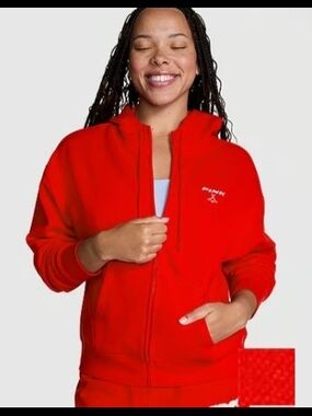 PINK Victoria's Secret Red Full-Zip Hoodie